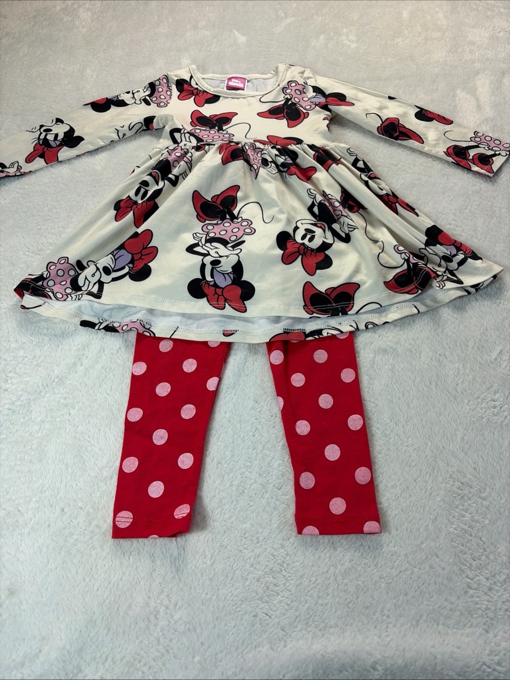 Disney Junior 2T Minnie Mouse 2 Piece Set Long Sleeve Top And Polkadot Pants